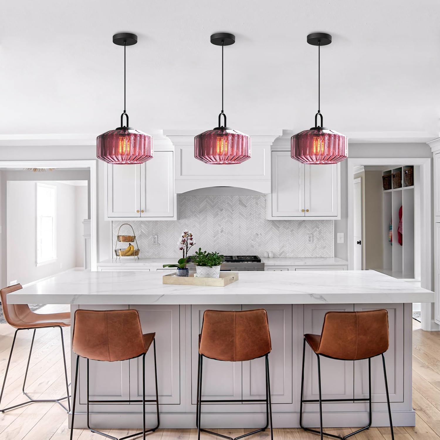 Suspension en verre colorée nervurée ORENA